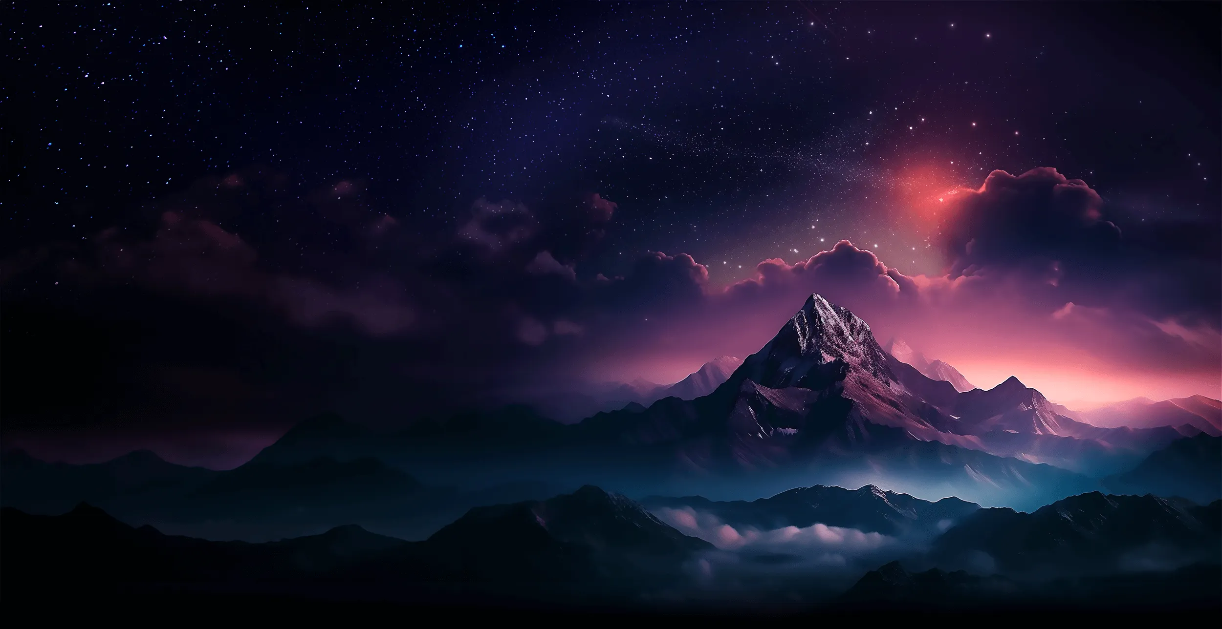 Ein Berg mit wunderschöner Kulisse bei Nacht